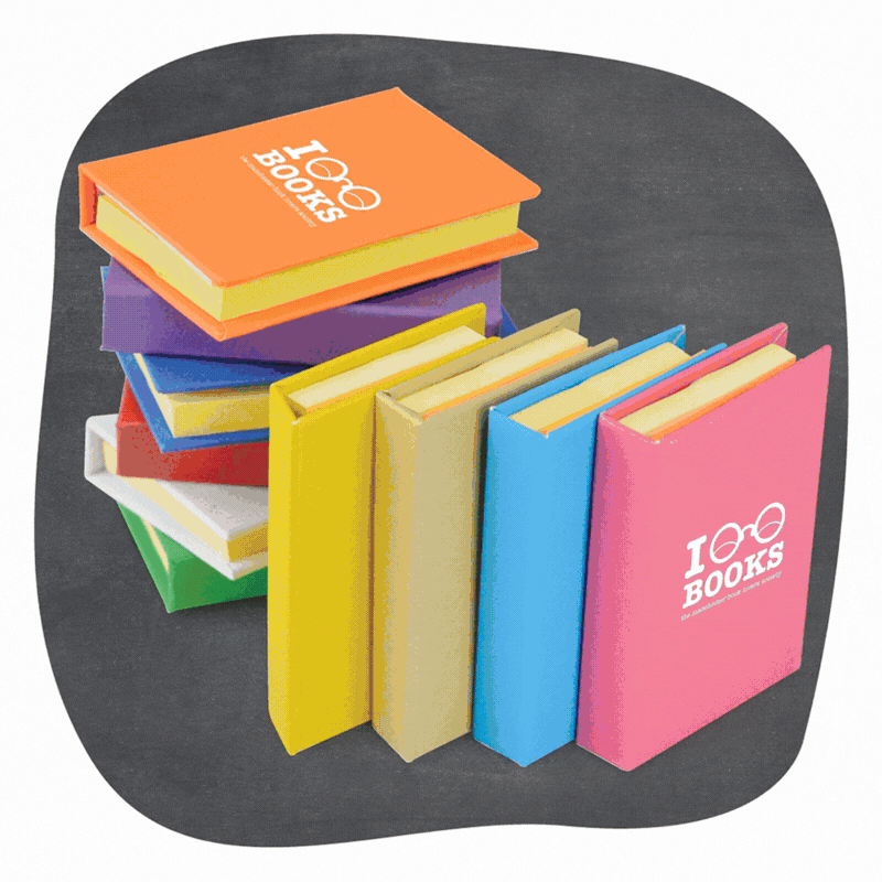 Colorful branded notebooks and sticky notes